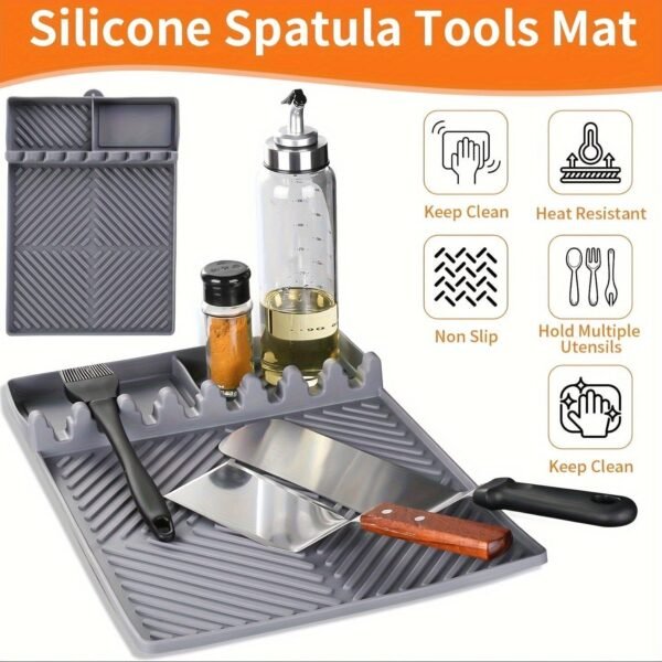 Silicone Grill Mat with Spatula Mat & BBQ Caddy - Image 3