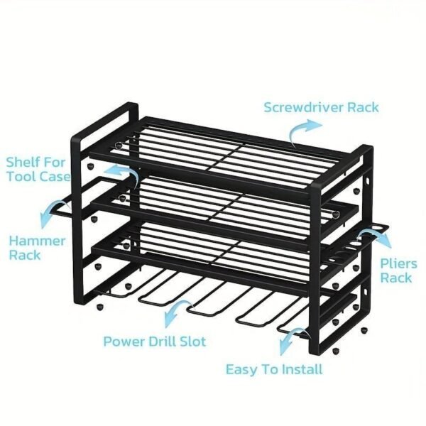 1pc Garage Tool Storage Rack. Electric Tool Storage Rack. Simple Assembled Multi-layer Storage Rack. Household Multipurpose Organizer Shelf - Image 5