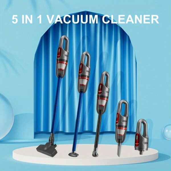 High-power Handheld Wet And Dry Cordless 5 IN 1 Vacuum Cleaner. Lightweight Household Stick Vacuum With Strong Suction. Portable Rechargeable And Powerful For Car Home Sofa Pet Hair Hard Wood Floor Carpet And Outdoor Cleaning - Image 3