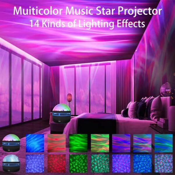 2 in 1 Northern Lights and Ocean Wave Projector with 14 Light Effects for Bedroom. Game Rooms. Home Theater. Birthday. Party - Image 2