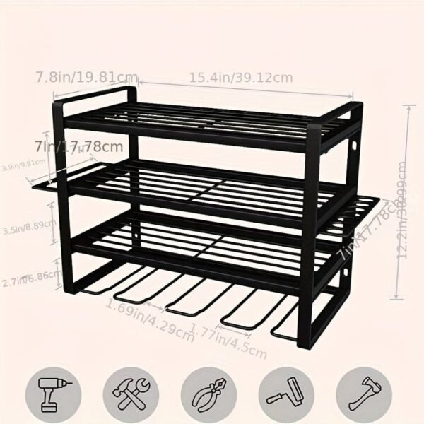 1pc Garage Tool Storage Rack. Electric Tool Storage Rack. Simple Assembled Multi-layer Storage Rack. Household Multipurpose Organizer Shelf - Image 4