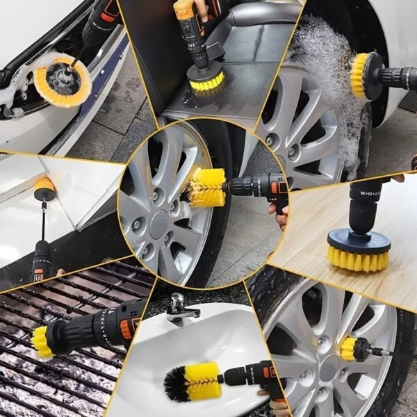 7pcs Drill Brush Attachment Set. Power Scrubber Wash Cleaning Brushes Tool Kit. All Purpose Drill Brush With Extension For Grout Floor. Tub Shower Tile. Bathroom. Kitchen Surface And Car - Image 3