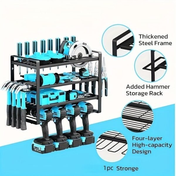 1pc Garage Tool Storage Rack. Electric Tool Storage Rack. Simple Assembled Multi-layer Storage Rack. Household Multipurpose Organizer Shelf - Image 3