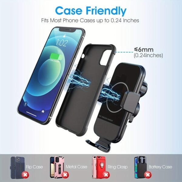 Wireless Car Charger. 15W Qi Fast Charging Auto Clamping Car Charger Phone Mount. Air Vent Phone Holder. For IPhone 14u002F13u002F12u002F11u002FX. Samsung Galaxy S22+u002FS21u002FS10u002FNote 20 - Image 3