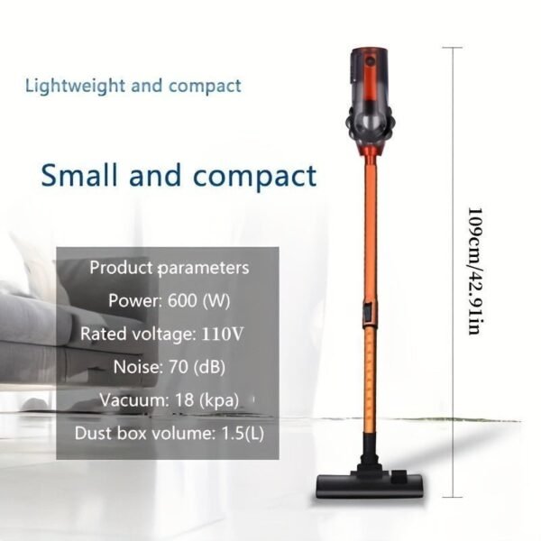 600W 110V 18KPa Vacuum Cleaner. Portable Household Low Noise Vacuum Cleaner Handheld Vacuum Cleaner Aspirating Vacuum Cleaner. Suitable For Pet Hair. Hard Floors. And Carpets. Four In One Lightweight Handheld Rod Vacuum Cleaner - Image 2