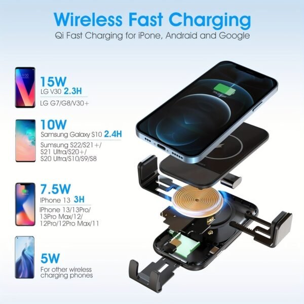 Wireless Car Charger. 15W Qi Fast Charging Auto Clamping Car Charger Phone Mount. Air Vent Phone Holder. For IPhone 14u002F13u002F12u002F11u002FX. Samsung Galaxy S22+u002FS21u002FS10u002FNote 20 - Image 2