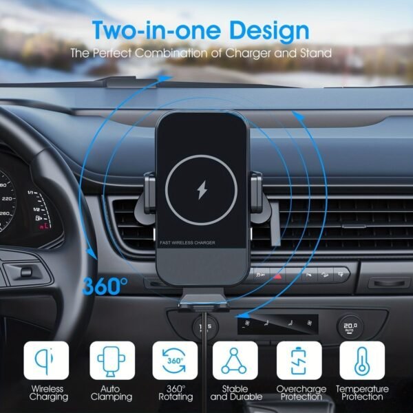 Wireless Car Charger. 15W Qi Fast Charging Auto Clamping Car Charger Phone Mount. Air Vent Phone Holder. For IPhone 14u002F13u002F12u002F11u002FX. Samsung Galaxy S22+u002FS21u002FS10u002FNote 20 - Image 9