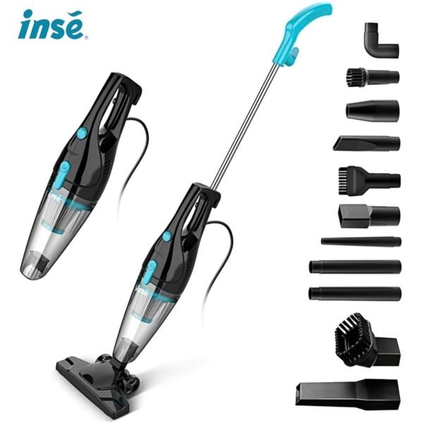 INSE R3s Bagless Stick Vacuum - 4-in-1 Lightweight Corded Vacuum Cleaner for Hardwood Floors. Carpet. Car. and Pet Hair - Ultra Quiet and Handheld-Compatible