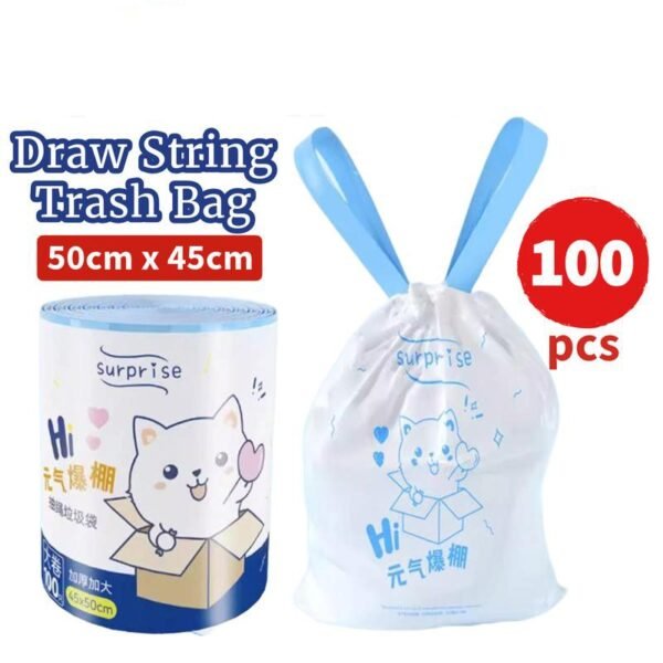 Value Pack Large Roll Plastic Garbage Bags, 100 pcs Thickened Bags + Free Extra-Large Black Garbage Bags - Image 2